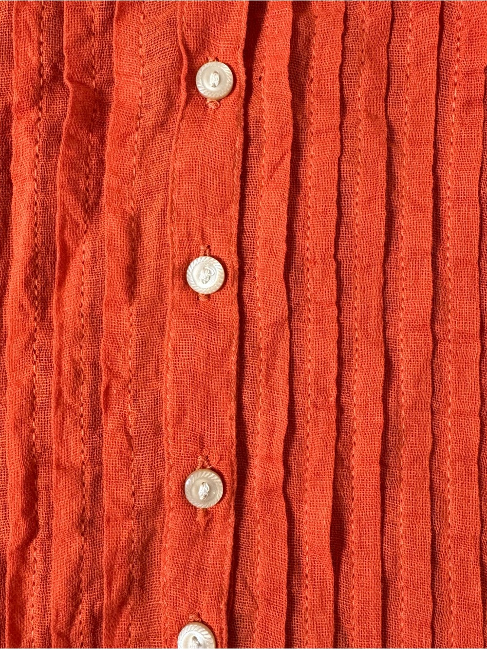 Denim & Supply Ralph Lauren Red Orange Pintuck Peasant Tunic - Picture 3 of 5
